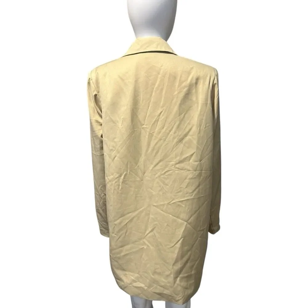 PrettyLittleThing Cream Longline Blazer Jacket UK10 US6 EU38 Single Button - Picture 3 of 10